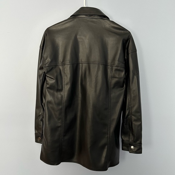 Blank NYC Women’s Lonestar Oversized Vegan Leather Fringe Shirt Jacket S Black - Picture 6 of 11